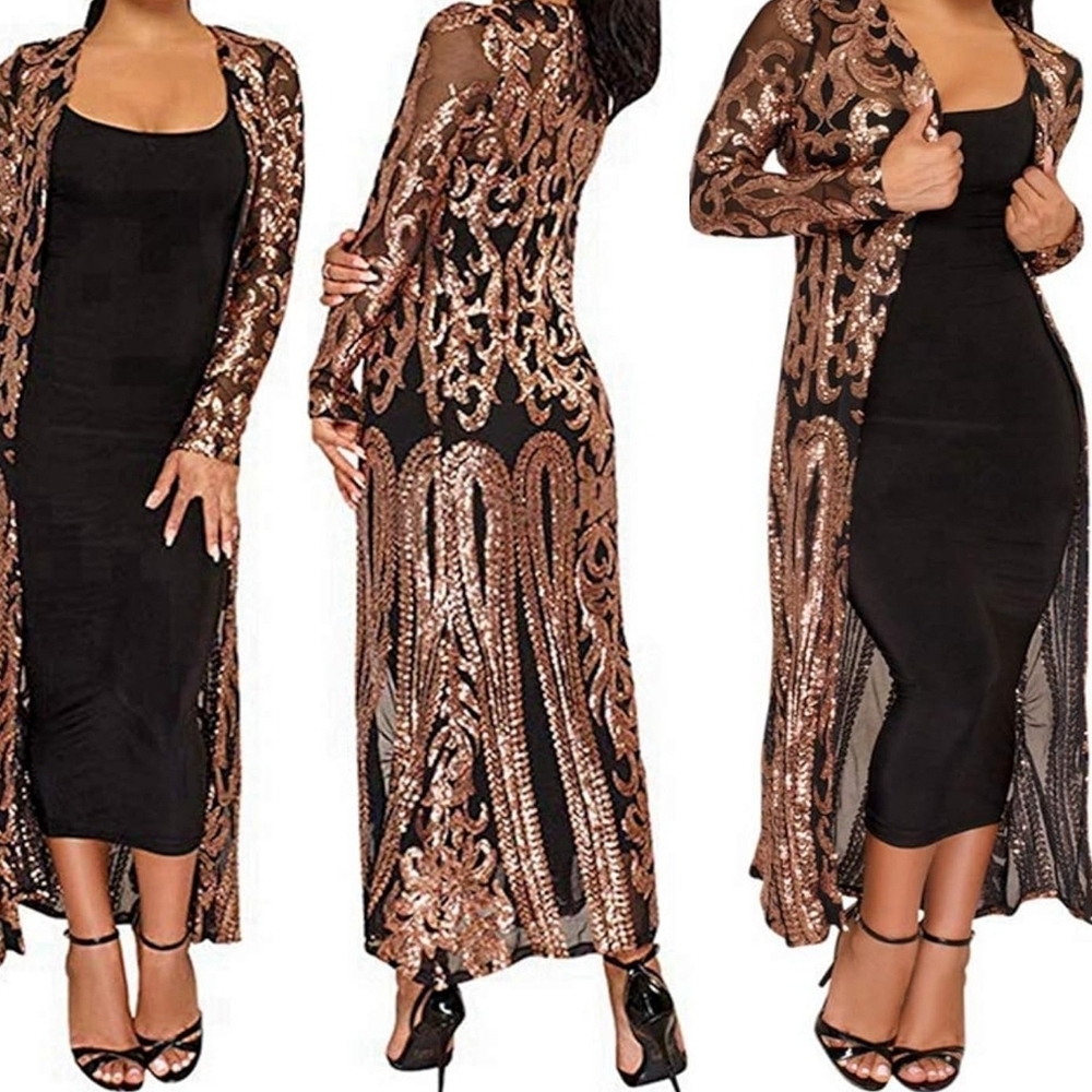 Black And Gold Sequin Duster